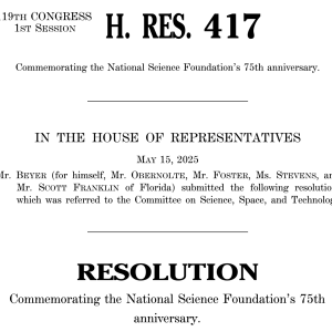 NSF 75 Anniversary Resolution